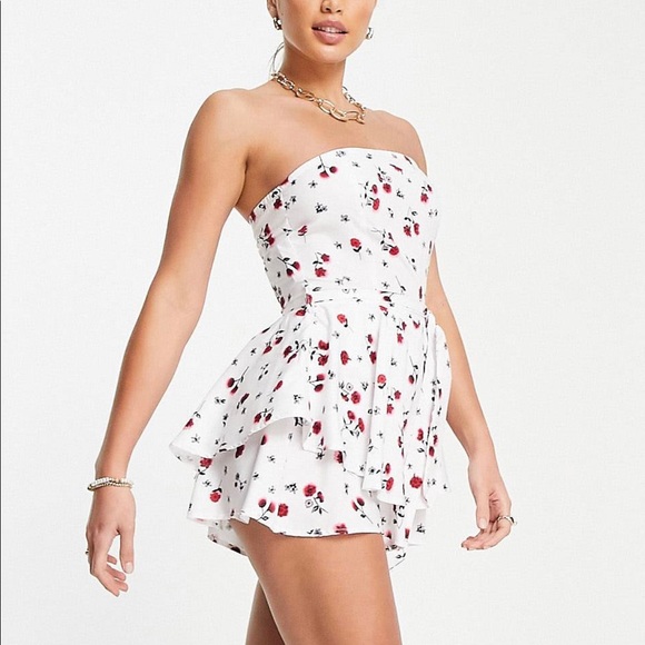 New Beautiful Parisian Tall Bandeau frill detail romper summer floral print s 4. - Picture 2 of 6